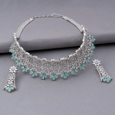 Turquoise Choker Necklace Set