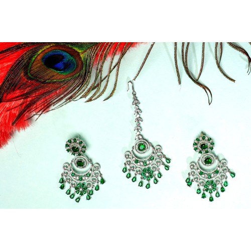 Emerald Green Mang Tika with Earring