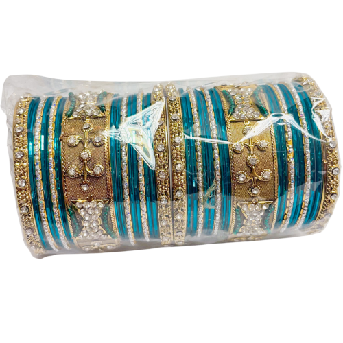 Baby Blue and Gold bangles