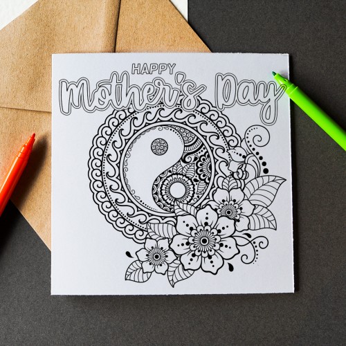 Mother's Day Paisley Colour Me In Card. Mother's Day Collection: Illustration Card, Greeting Card, Mother's Day Card, Floral Colour Me In.