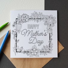 Mother's Day Floral Frame Colour Me In Card. Mother's Day Collection: Illustration Card, Greeting Card, Mother's Day Card, Floral Colour Me In.