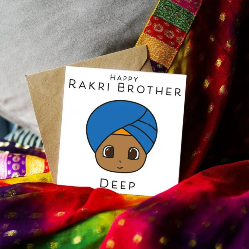 Happy Rakri PERSONALISED... Cute Singh Pagh. Singh Rakhri Collection: Illustration Card, Greeting Card, Rakhri Card, Brother Sister Card