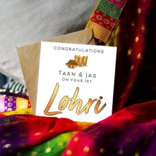 Congratulations on your 1st Lohri Ladoos & Lassi... Punjabi Lohri Collection: Illustration Card, Punjabi Greeting Card, Punjabi Lohri Card