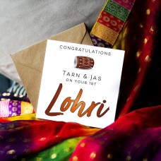 Congratulations on your 1st Lohri Dhol... Punjabi Lohri Collection: Illustration Card, Punjabi Greeting Card, Desi Punjabi Lohri Card
