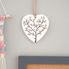 Clay heart wall hanging with cherry blossom design