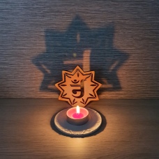 Jain Om shadow wood and clay tealight holder, Diwali tealight plate, Diwali gift, Favour, Housewarming present, Jain gift