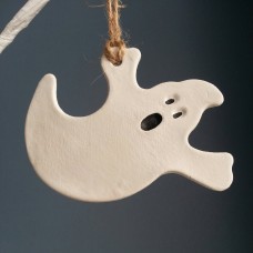 Hanging white clay ghost tag