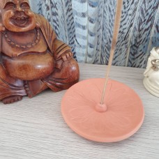 Terracotta clay swirly floral design incense burner