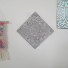 Large clay decorative tile hanging with mandala design in a choice of 2 ways to hang