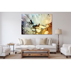 Abstract Ink Brown Blue 1600 Printed Canvas