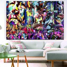 Abstract Paint Faces Printed Canvas