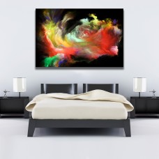 Abstract Clouds Yellow Red Blue on Black Background 1575 Printed Canvas