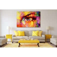 Abstract Color butterflies and woman eye Printed Canvas