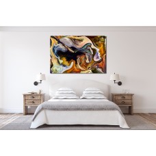 Abstract Backdrop composed of faces, colors, organic textures, flowing curves 1548 Printed Canvas