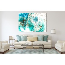 Abstract Ink Blue Gold 1591 Printed Canvas