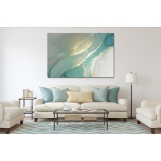 Abstract Ink Gold Blue White 1601 Printed Canvas