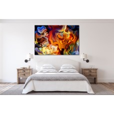 Abstract Ink Orange Blue 1615 Printed Canvas