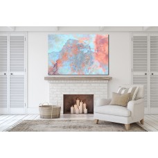 Abstract Ink Peach Blue 1584 Printed Canvas