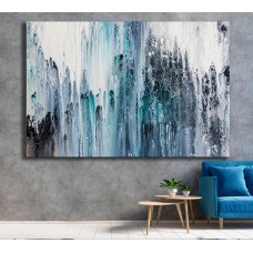 Abstract Ink Water Blue 1622 Printed Canvas