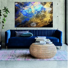 Abstract Light Blue Gold Purple 1625 Printed Canvas