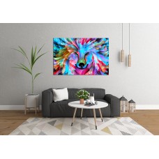 Abstract Wolf Multicolour Printed Canvas