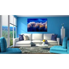 Abstract Colourful Cloud Blue 1576 Printed Canvas