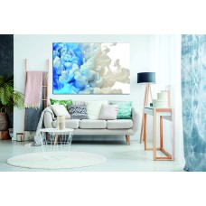 Abstract Ink Blue White, Paint splash 1553 Printed Canvas