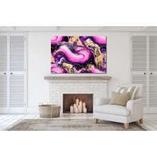 Abstract Ink Marble Effect Gold Purple 1619 Printed Canvas