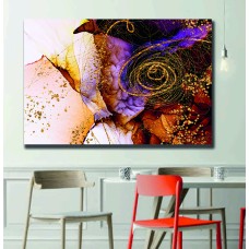 Abstract painting with golden swirls 1543 Printed Canvas