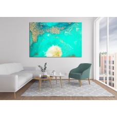 Abstract Sea Gold Blue 1633 Printed Canvas