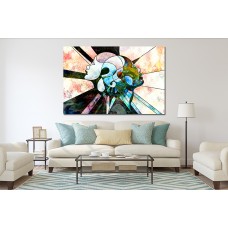 Stained Glass, Interplay of human profiles, abstract organic patterns 1636 Printed Canvas