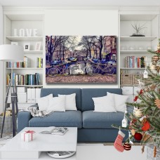 Amsterdam Canal View Printed Canvas