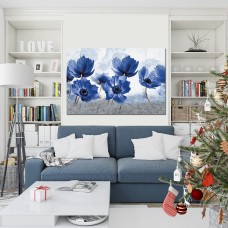 Blue Flower Oil Painting Printed Canvas