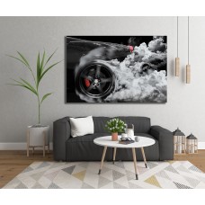 Tire Spinning Sports Car Printed Canvas