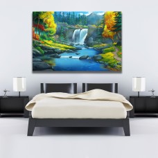 The Waterfall Forest, Fiction Painting Printed Canvas