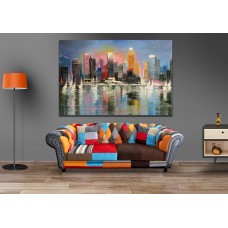 City Abstract Painting Printed Canvas