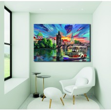City River Abstract Painting Printed Canvas