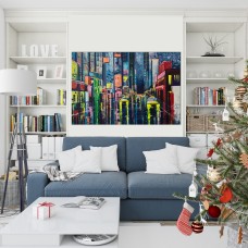 City Streets Abstract Painting Printed Canvas