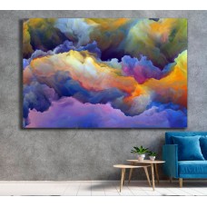 Cloud Abstract Yellow Blue Pink 1644 Printed Canvas