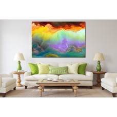 Cloud Abstract Red Yellow Purple Green 1642 Printed Canvas