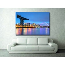 Clyde Arc and Glasgow Skyline at Night, Scotland, UK Printed Canvas