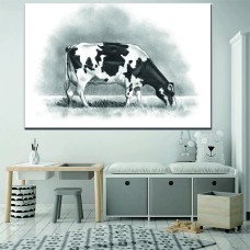 Black & White Cow Printed Canvas