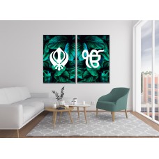 Dark Leaf Sikh Khanda Ek Onkar Printed Canvas Set