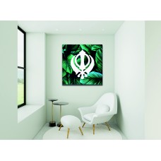 Dark Leaf Khanda Sikh Printed Canvas