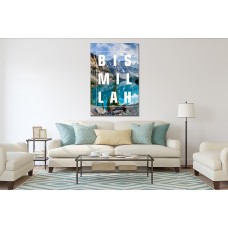 English Bismillah Lake Rock Islamic Printed Canvas