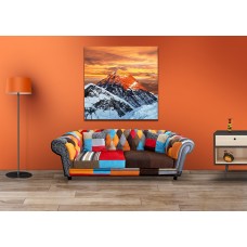 Evening colored view of Mount Everest from Kala Patthar, Khumbu valley, Solukhumbu, Sagarmatha national park, Nepal Printed Canvas