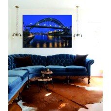 Newcastle Bridge spanning the River Tyne at night, UK Printed Canvas