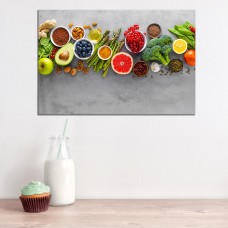 Healthy Food: Fruit, Vegetable, Nuts aand Lentils Printed Canvas