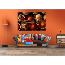 Indian Spices, Cinamon Sticks and Almonds Printed Canvas