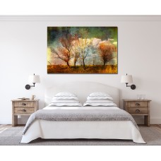 GrungeTrees in a Field Printed Canvas